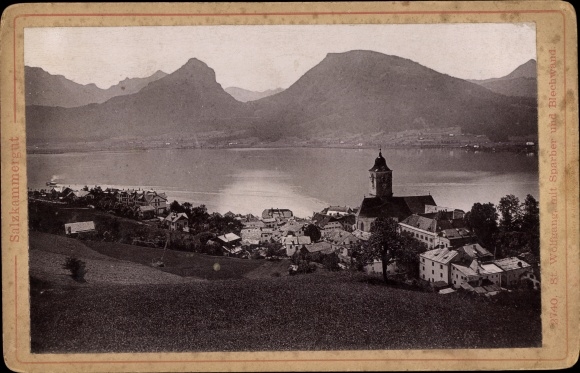 Photo of St. Wolfgang im Salzkammergut in Upper Austria, view of the town, Sparber, sheet metal wall