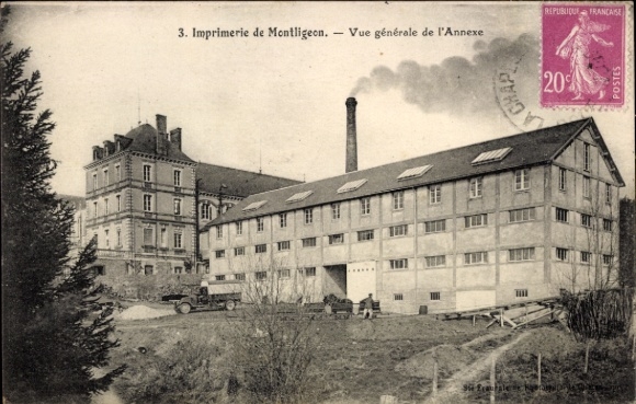 Ak Montligeon Orne, Druckerei, Anbau