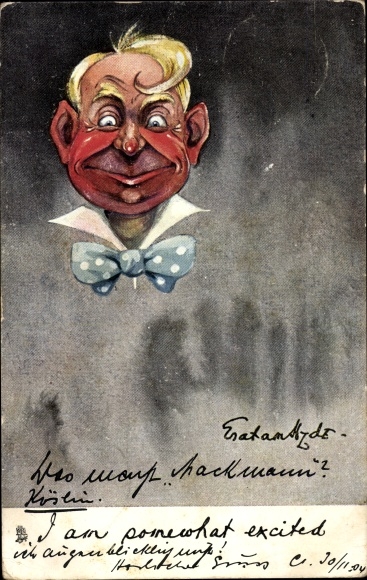 Artist Postcard I'm a little excited, caricature