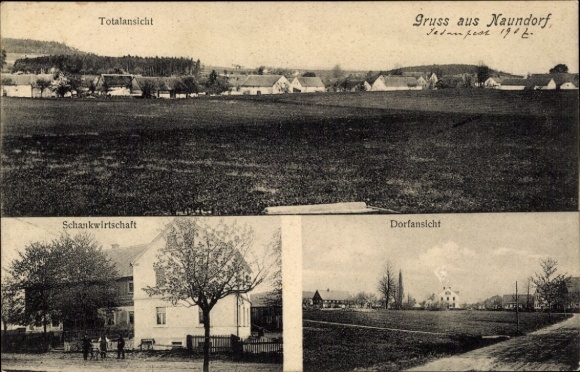 Postcard Naundorf Gaußig in Saxony, inn and village view