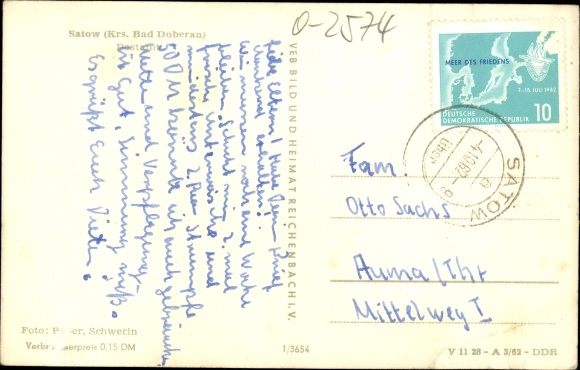 Postcard Satow Kr. Bad Doberan, street section at the post office