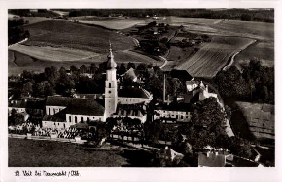 Postcard Neumarkt Sankt Veit an der Rott Upper Bavaria, aerial photograph
