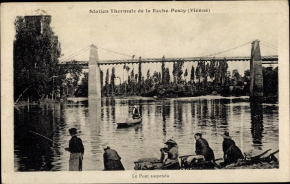 Postcard La Roche Posay Vienne, Station Thermale, Pont suspendu