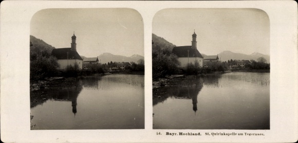 Stereo photo St. Quirin Gmund am Tegernsee Upper Bavaria, chapel, Bavarian highlands