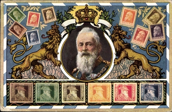 Briefmarken Ak Königreich Bayern, Prinzregent Luitpold von Bayern