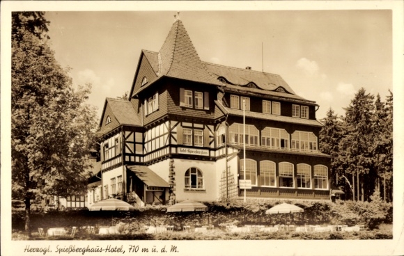 Postcard Friedrichroda in the Thuringian Forest, Spießberghaus Hotel, 710 m above sea level, Thuringian Forest, Real Ph