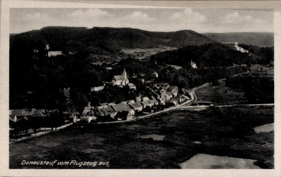Postcard Donaustauf in the Upper Palatinate, aerial photograph