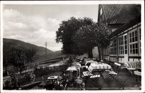 Ak Buchhagen Bodenwerder an der Weser, Gasthaus Mittendorf