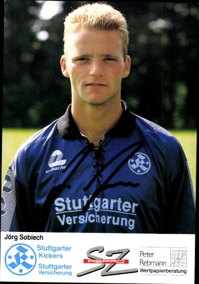 Karta autografu piłkarza Jörga Solbacha, Stuttgarter Kickers, autograf