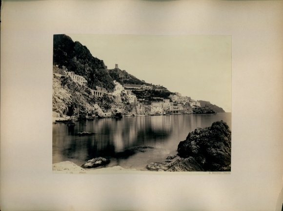 Photo around 1880, Amalfi Campania, coast panorama with town view
