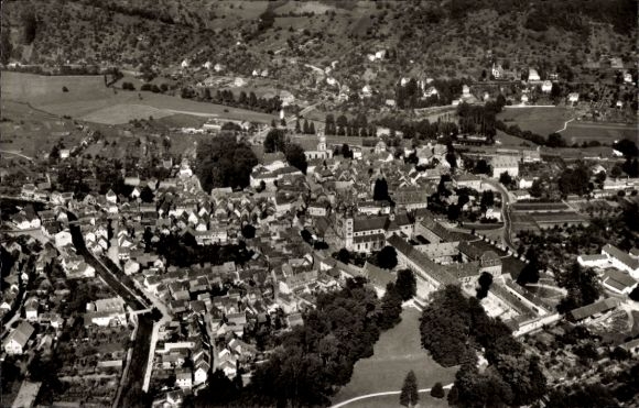Postcard Amorbach in the Odenwald Lower Franconia, aerial photograph