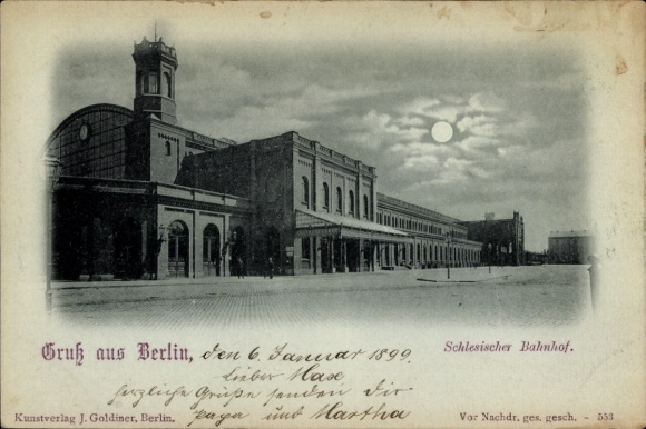 Moonlight Postcard Berlin Friedrichshain, Schlesischer Bahnhof