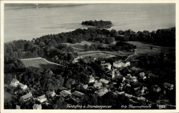 Postcard Feldafing on Lake Starnberg, Upper Bavaria, aerial photograph