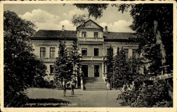 Postcard Holzhausen Bad Pyrmont in Lower Saxony, boys' country year camp