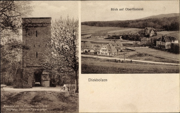 Postcard Diekholzen in Lower Saxony, forester&#39;s office, observation tower, economy Hermann Borgmann