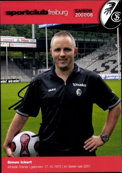 Autogrammkarte Athletiktrainer Simon Ickert, SC Freiburg, Autogramm