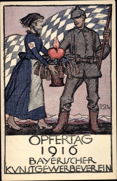 Artist PC Klein, Richard, day of sacrifice 1916, Bavarian arts and crafts association