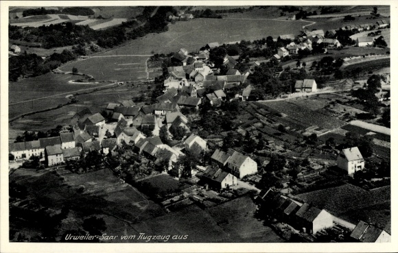 Postcard Urweiler St. Wendel in Saarland, aerial view of rural surroundings, view of houses