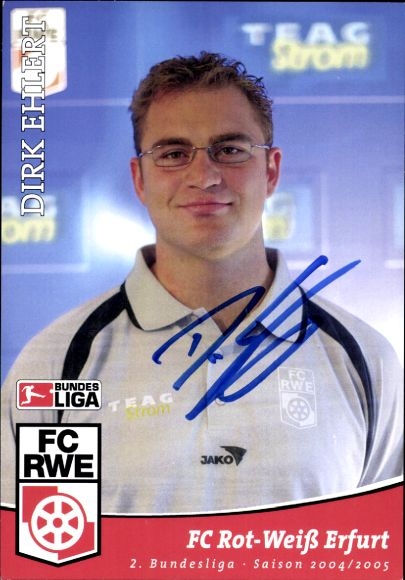 Autograph card physiotherapist Dirk Ehlert, FC Rot-Weiß Erfurt, autograph