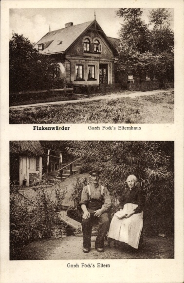 Postcard Hamburg Mitte Finkenwerder, Gorch Fock, parents' house, parents, Johann Wilhelm Kinau