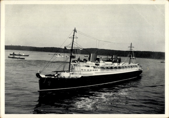 Postcard Vierschrauben-Turbine-Schnellsampfer Bremen NDL, Modellbauschule Reichsbund deutscher Seegeltung