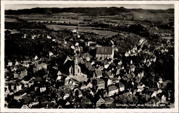 Postcard Schwäbisch Hall in Württemberg, aerial photograph of the city