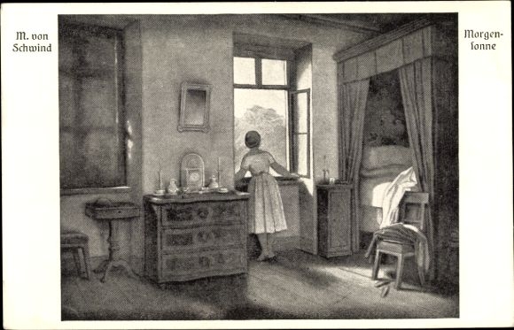 Artist PC von Schwind, Moritz, morning sun, woman at the window