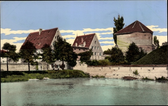 PC Augsburg in Swabia, lot at Oblatter Wall, tower, houses