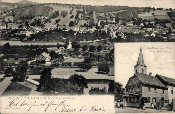 Postcard Schweppenhausen in the Palatinate, total view, Gasthaus zur Pfalz