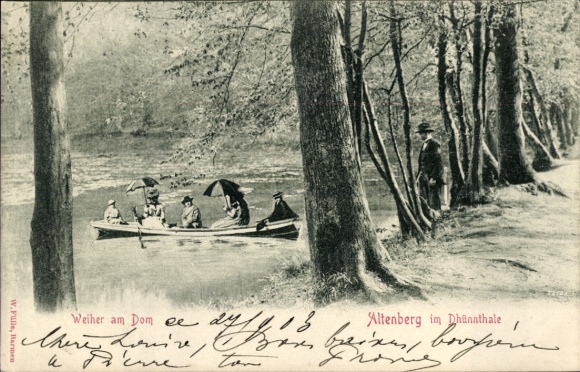 Postcard Altenberg in the Dhünntal Odenthal Bergisches Land, pond at the cathedral