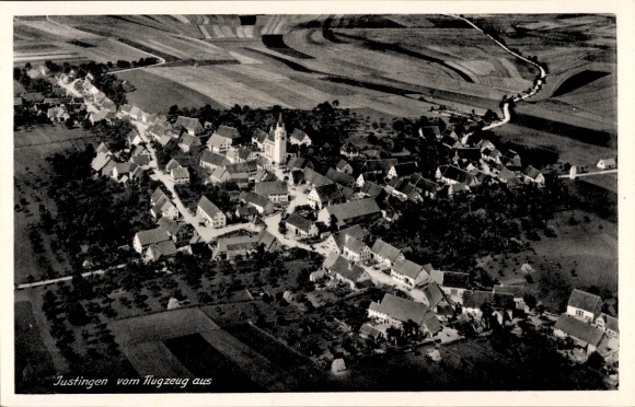 Postcard Justingen Schelklingen Swabian Alb, aerial photograph