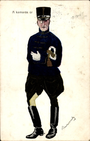 Artist Postcard The Chamberlain, Officer of the Hungarian Army in Uniform, Rotophot Budapest