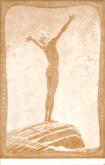 Art Nouveau artist Postcard Fidus, prayer of light