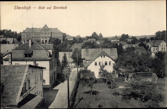 Postcard Ebersbach Neugersdorf in Sachsen, street view, residential buildings, restaurant Schweizerhaus