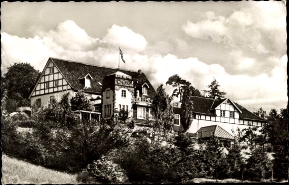 Postcard Ambrock Hagen in Westphalia, Berggasthaus Linscheid, half-timbered houses