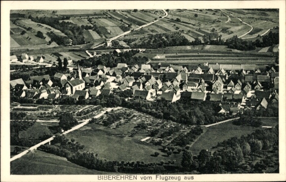Postcard Bieberehren in Lower Franconia, aerial photograph
