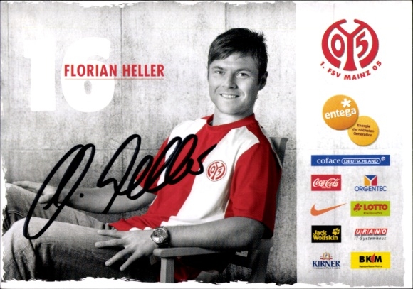 Autograph card footballer Florian Heller, 1. FSV Mainz 05