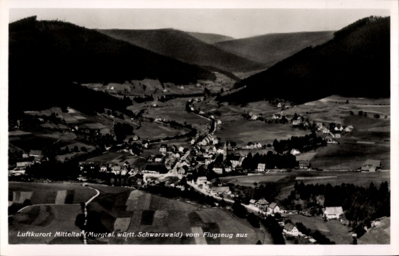 Postcard Mitteltal Baiersbronn in the Black Forest, aerial photograph