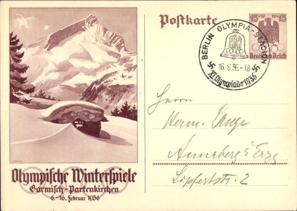 Papeteria pocztowa KP P 258 Garmisch Partenkirchen w Górnej Bawarii, Zimowe Igrzyska Olimpijskie 1936