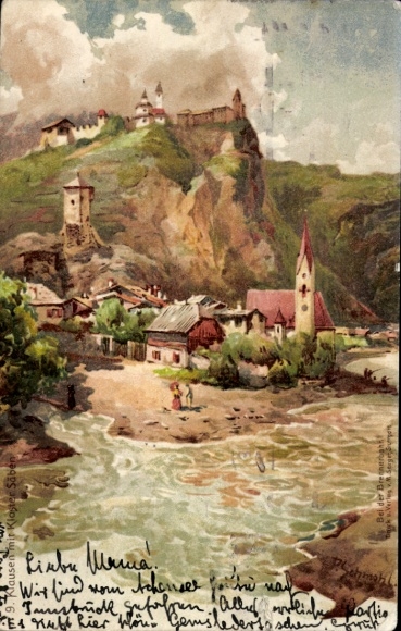 Artist Chromo-Litho Schmohl, P., Klausen Chiusa d'Isarco South Tyrol Italy, Säben Monastery
