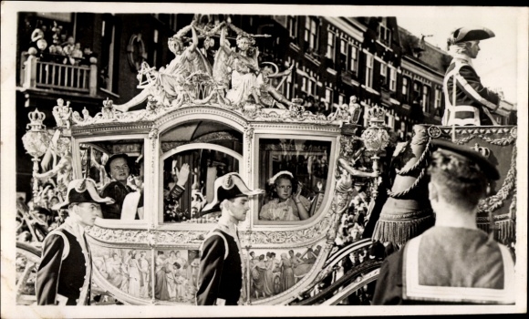 Ak Königin Juliana der Niederlande, Goldene Kutsche, Amsterdam, 6. September 1948