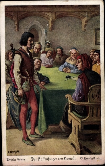 Künstler Ak Herrfurth, Oskar, Märchen, Gebrüder Grimm, Der Rattenfänger von Hameln