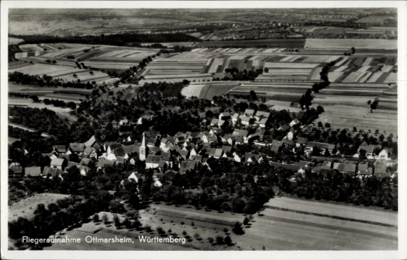 Postcard Ottmarsheim Besigheim am Neckar Württemberg, aerial photograph