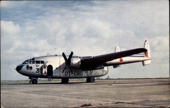 Postcard Belgian military aircraft, Force Aérienne Belge, Fairchild Packet, C 119 G