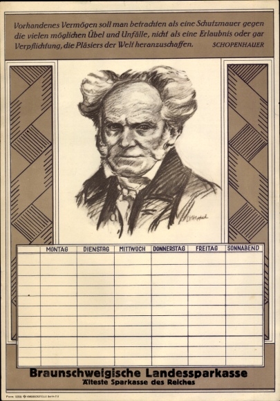 Timetable Braunschweigische Landesbank Smallest savings bank in the Reich Philosopher Schopenhauer