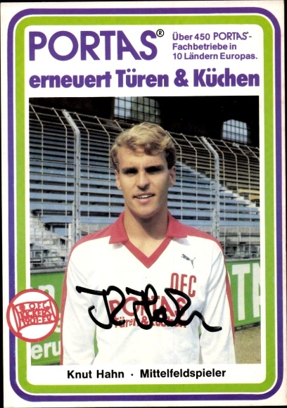 Karta z autografem piłkarza Knuta Hahna, Kickers Offenbach, autograf