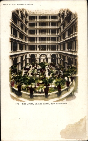Ak San Francisco Californië VS, Palace Hotel, Hof