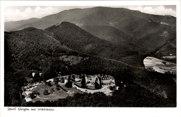 Postcard Obereggenen Schliengen in the Black Forest, aerial photograph of Bürgeln Castle