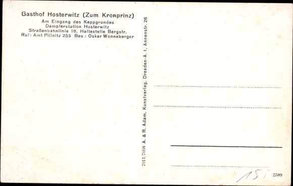 PC Dresden Hosterwitz, Gasthof Hosterwitz am Keppgrund, the crown prince, owner Oskar Wonneberger