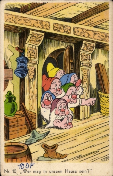Postcard Walt Disney, Snow White and the Seven Dwarfs, Dwarf House
